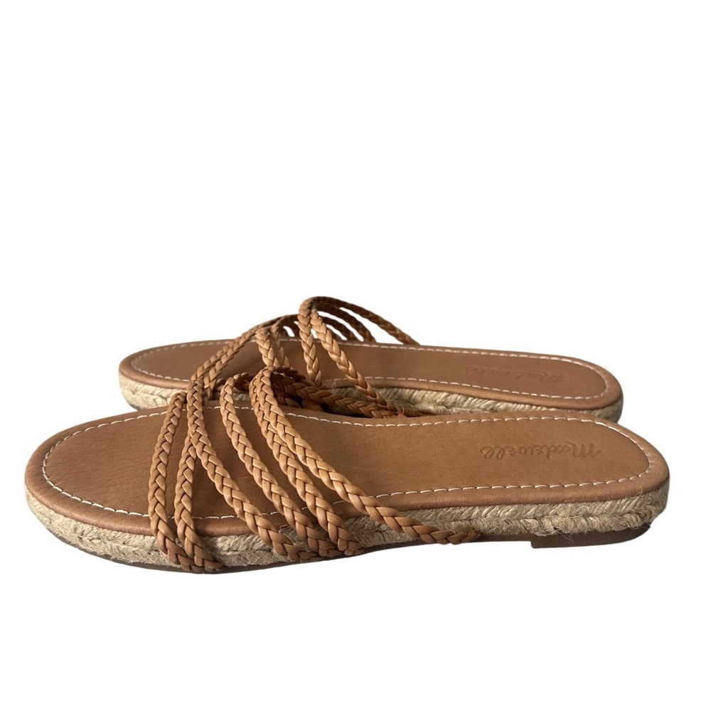 Madewell‎ Espadrille Sandals Braided Straps Tan Leather Slides Size 8